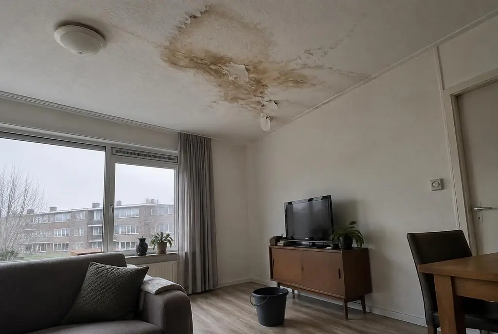Lekdetectie Otterlo – vochtplek op het plafond onder een badkamer